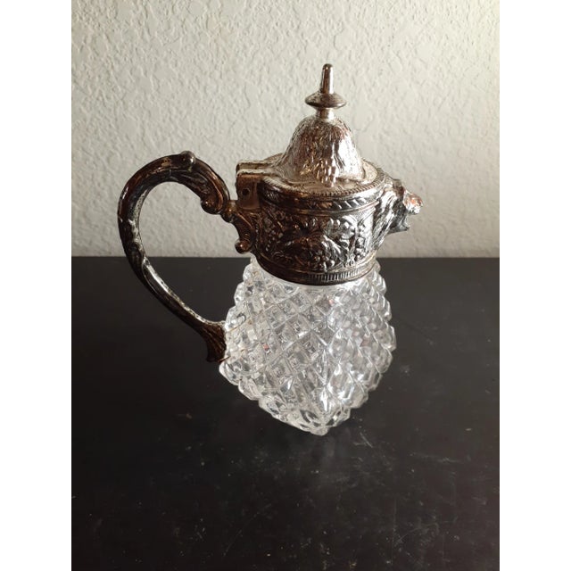 Glass 1960s Hazel Atlas Clear Crystal Syrup Pitcher With Lion Head Handle For Sale - Image 7 of 9