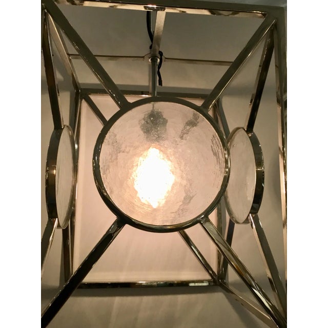 Modern Polished Nickel Rectangular Frosted Glass Lantern For Sale - Image 4 of 5