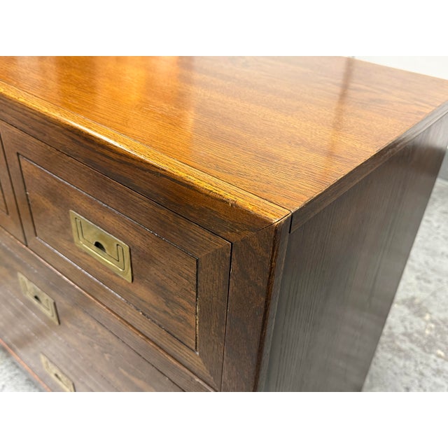 Brown Dixie Furniture Act II Collection Campaign Nightstands, Mid 20th Century For Sale - Image 8 of 12