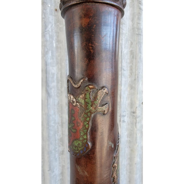 Antique Egyptian Revival Bronze Cloisonne Floor Lamp For Sale - Image 11 of 13