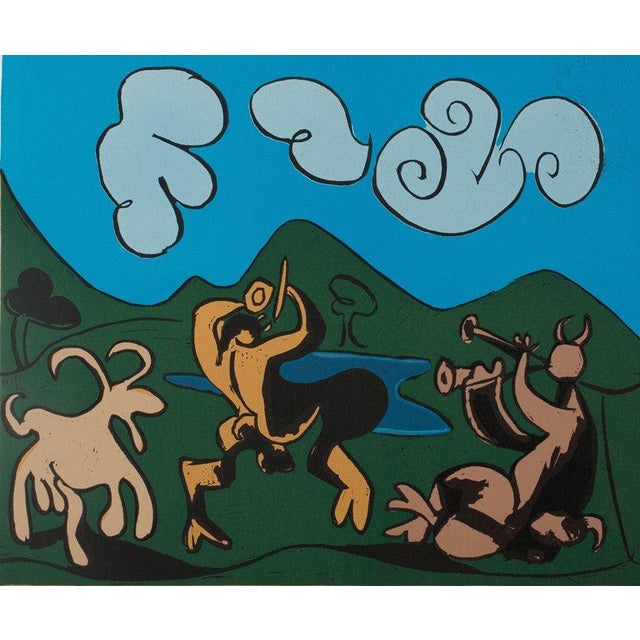 Pablo Picasso (1881-1973) (after) Fauns and Goat Color linocut On wove paper, 37 x 32 cm (approx. 15 x 13 inches) Very...