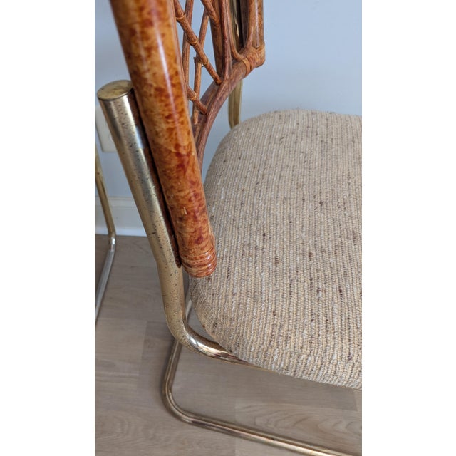 1980s Rattan and Brass Cantilever Chairs - A Pair by Cramco For Sale - Image 14 of 17