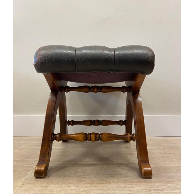 1970s Brown Leather Escabel, 1970s For Sale - Image 5 of 15