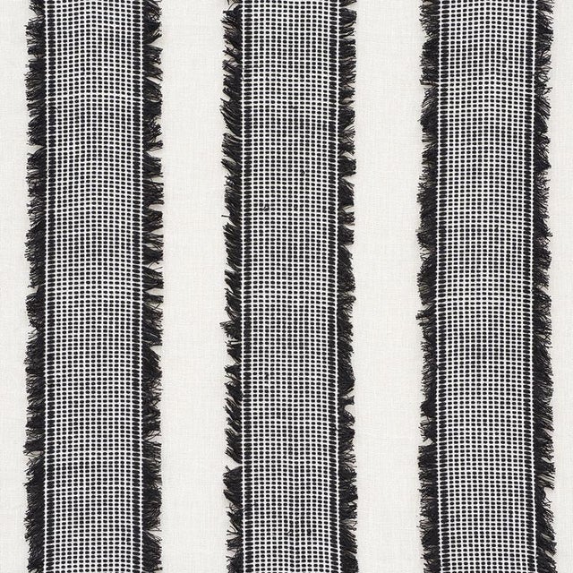 Fashion comes home with this wonderfully stylish casement that has wide woven stripes and playful, hand-cut fringe. Sold...