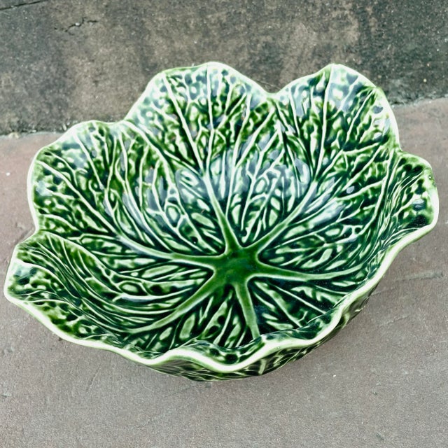 Vintage Portuguese Cabbage Majolica Bowl For Sale - Image 11 of 11