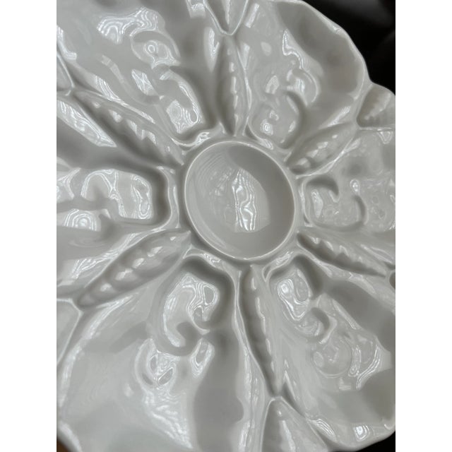 Mid 20th Century White Porcelain Oyster Plates - a Pair For Sale - Image 11 of 12