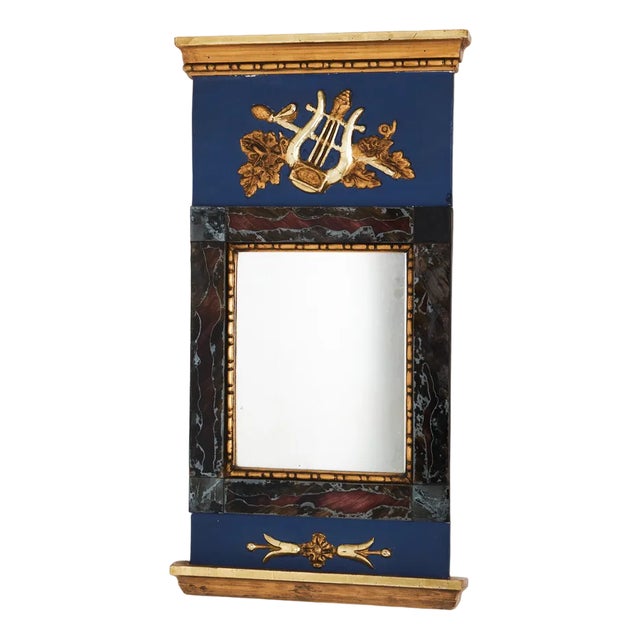 Wooden Mirror with Lyra Motif, 1840s For Sale