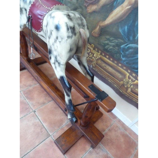 Animal Skin Large English Dapple Grey Rocking Horse, 1940 For Sale - Image 7 of 18