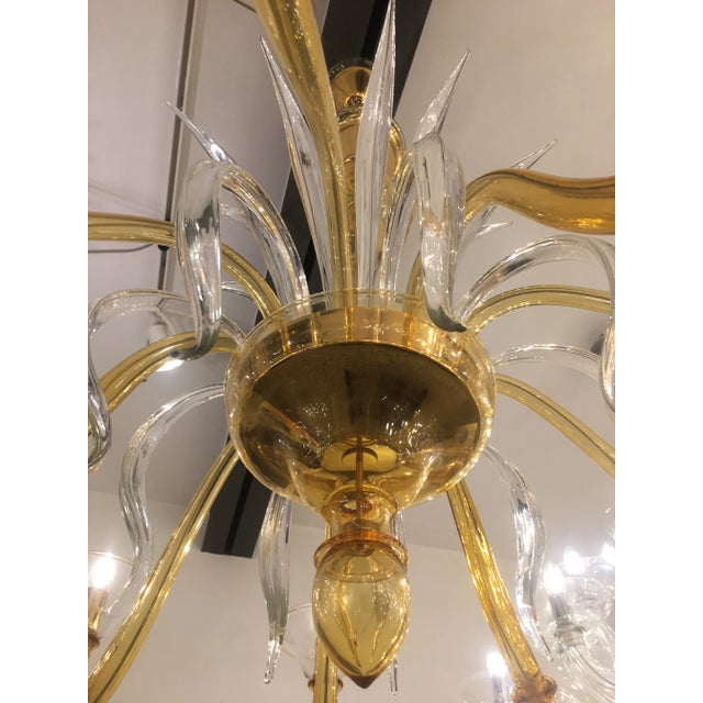 Contemporary Amber Murano Glass Chandelier For Sale - Image 6 of 10