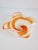 Vintage Mid-Century large Murano glass bowl by Fratelli Toso, featuring a orange and white swirled design. The folded...