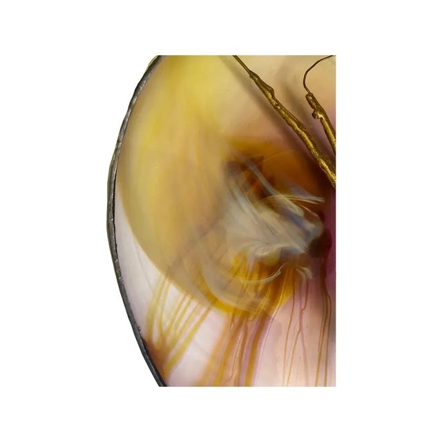 Vintage Art Glass and Brass Wall Hanging Sculpture, Artist Signed and Dated 1982 For Sale - Image 4 of 8