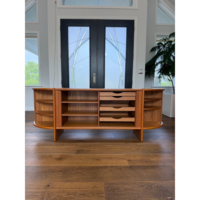 An exceptional Danish Modern executive credenza designed by Poul Hundevad and crafted in Denmark, showcasing the...