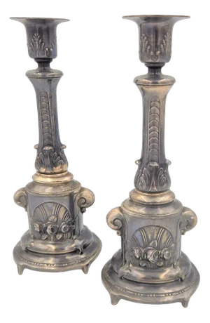 Two Silver-Plated Candlesticks. 1880s, Set of 2