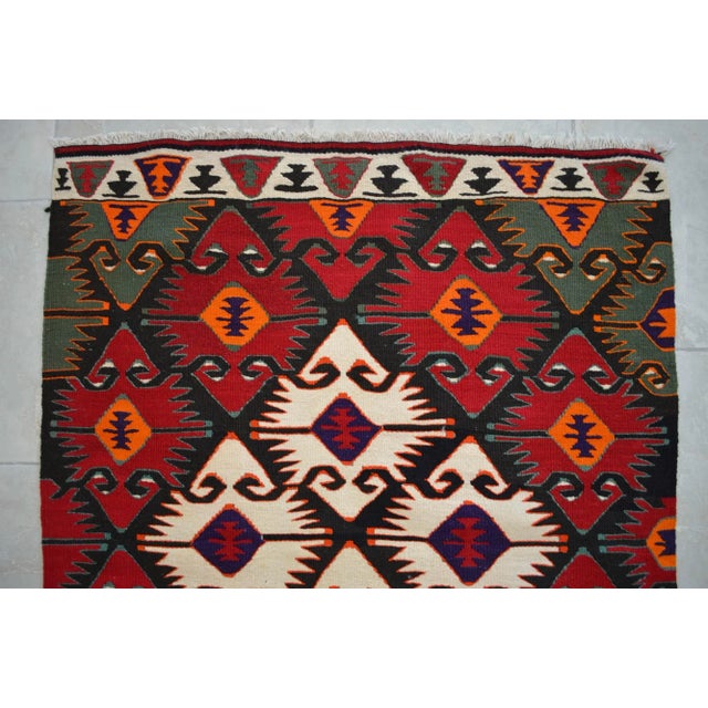 Textile 1980s Turkish Rug Handmade Navajo Style Kilim Rug - 3′1″ × 3′9″ For Sale - Image 7 of 10