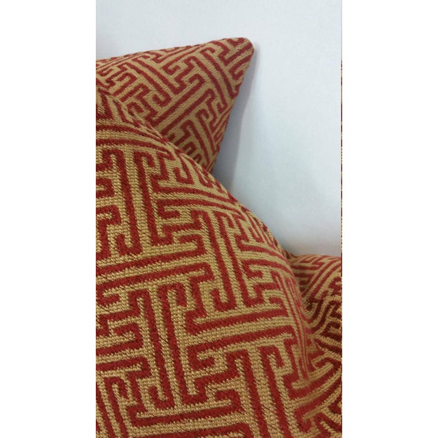 Kravet Kravet Gold and Red Fretwork Pillow Cover For Sale - Image 4 of 5