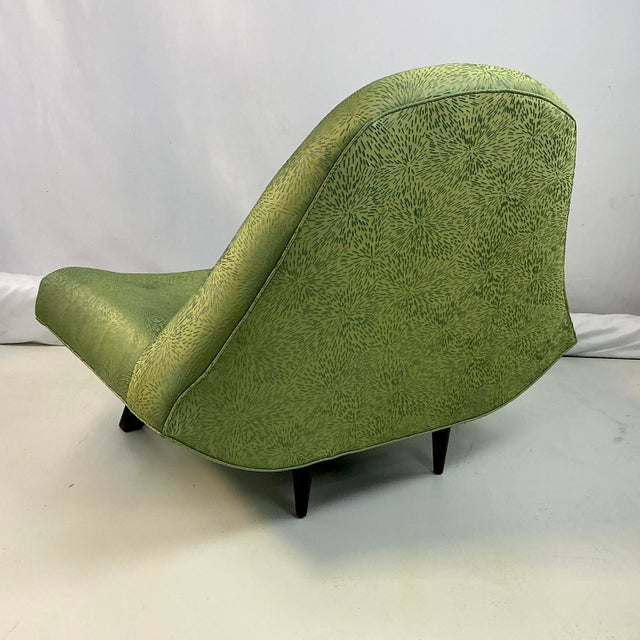 1960s Vintage Italian Luigi Tiengo Scalamandre Starburst Silk Embroidered Gondola Lounge Chair. For Sale - Image 12 of 18