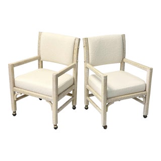 1960s Charlotte Perriand Style Wrapped Paper Cord & Boucle Chairs - A Pair For Sale