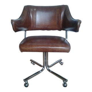 Mid Century Chrome and Vinyl Douglas Swivel Office Chair For Sale
