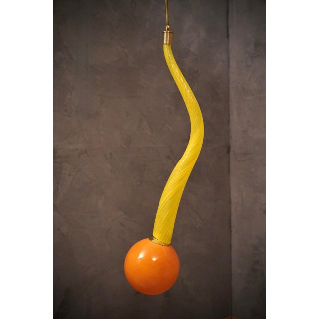 Yellow Murano Glass and Brass Pendant, 1960 For Sale - Image 4 of 11