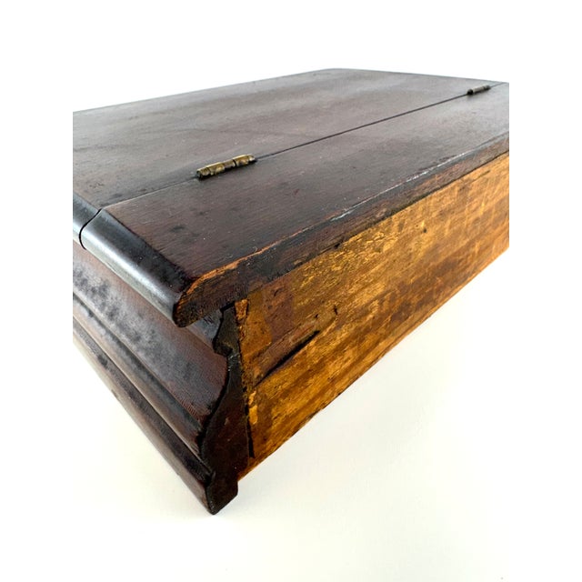 Mid 19th Century 19th Century Dark Wood Hinged Document Box For Sale - Image 5 of 15