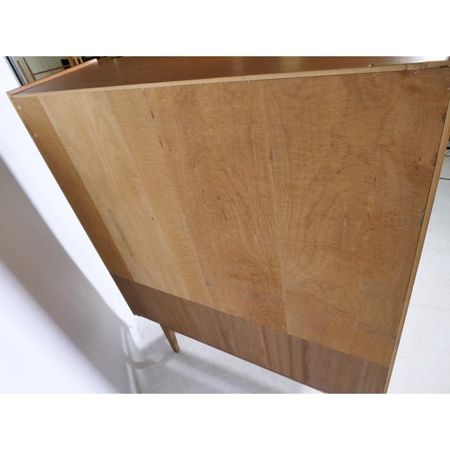Brown Mid-Century Modern Teak Highboard with Glass Display Case and Sliding Door, 1960s For Sale - Image 8 of 15