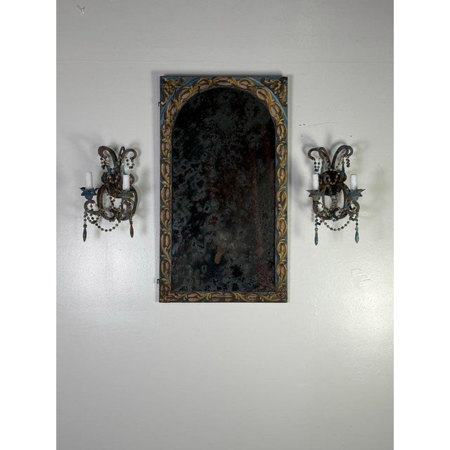 Wood 19th C. Italian Painted Mirror For Sale - Image 7 of 11