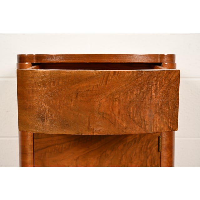 Wood Donald Deskey Style Art Deco Burl Wood Nightstand, Circa 1930s For Sale - Image 7 of 18