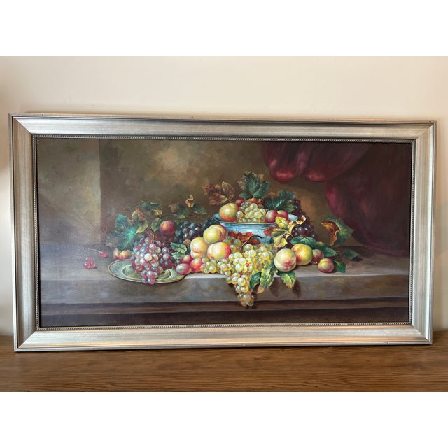 American 1990s Severin Roesen Original Fruit Still Life Oil Painting, Framed For Sale - Image 3 of 18