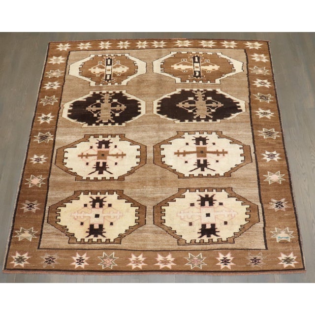 Islamic Vintage Zabihi Collection Tribal Square Size Rug - 6'7" x 7' For Sale - Image 3 of 8