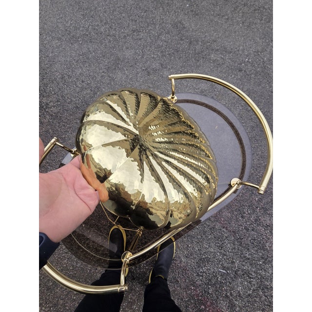 Gold Hand-Embossed Shell Tray in Hammered Brass with Drawers, Florence, 1950s For Sale - Image 8 of 9