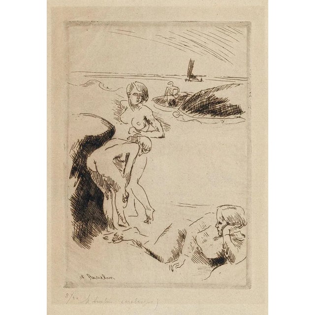 Swimmers - Original Etching by M. Asselin - Early 20th Century Early 20th Century For Sale - Image 4 of 4