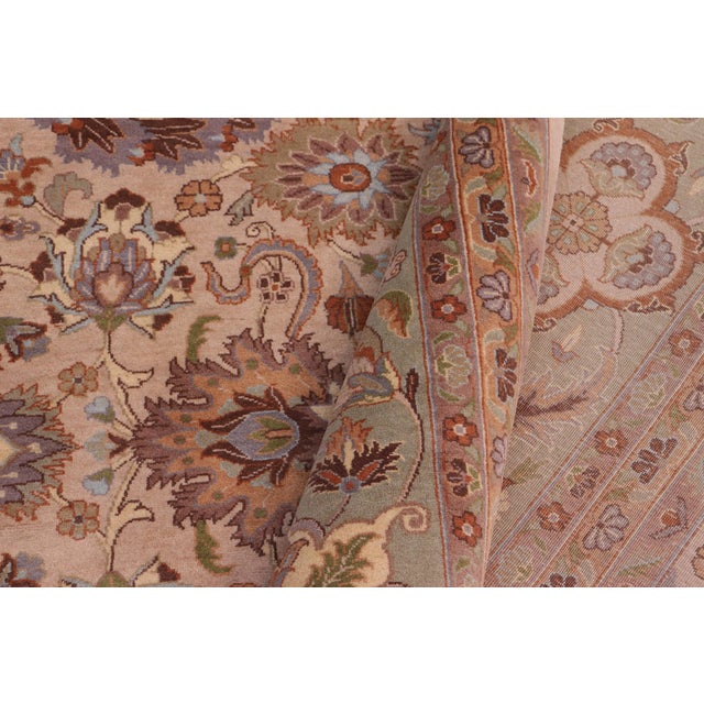 Textile Boho Chic 1990's Pak-Persian Tan/Green Wool Rug - 9'3'' X 12'5'' For Sale - Image 7 of 9