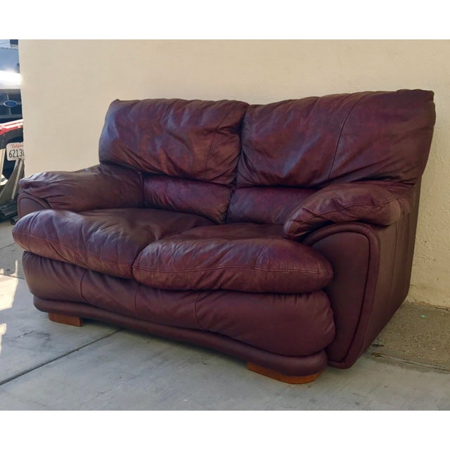 Klaussner Overstuffed Bonded Leather Loveseat Chairish