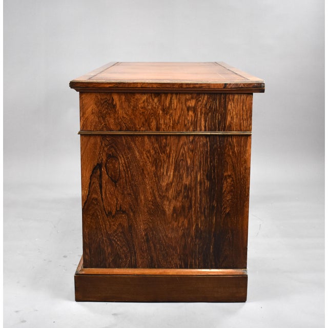 Wood 19th Century Victorian English Rosewood & Marquetry Writing Table For Sale - Image 7 of 14