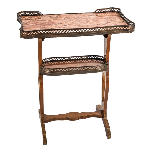 Antique Side Table in Marble and Brass, 1920s For Sale