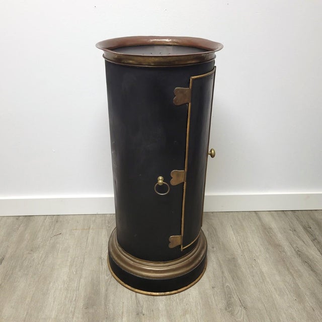 Metal Rare English Regency Toleware Warming Tower With Copper Rim & Brass Hardware, C. 1820–1840 For Sale - Image 7 of 13