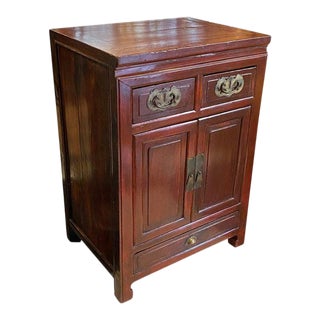 Early 20th Century Antique Chinese Red Lacquered Cabinet For Sale