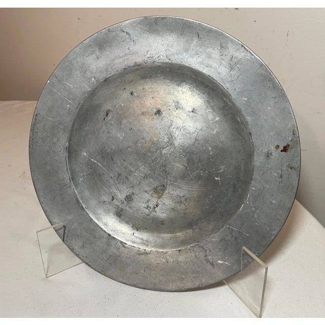 18th Century Rare Antique 18th Century European French Forged Pewter Dinner Plate Dish For Sale - Image 5 of 6