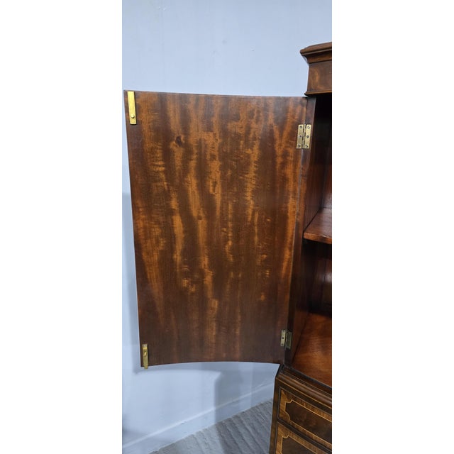 Brown Inlaid Bow Front Linen Press, 1910s For Sale - Image 8 of 16