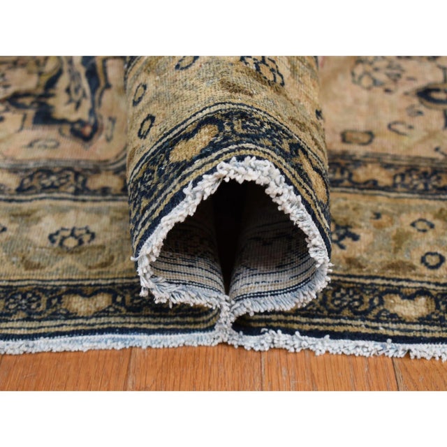 Textile 1890 Midnight Blue Antique Persian Tabriz Even Wear Clean Soft Wool Hand Knotted Rug For Sale - Image 7 of 11