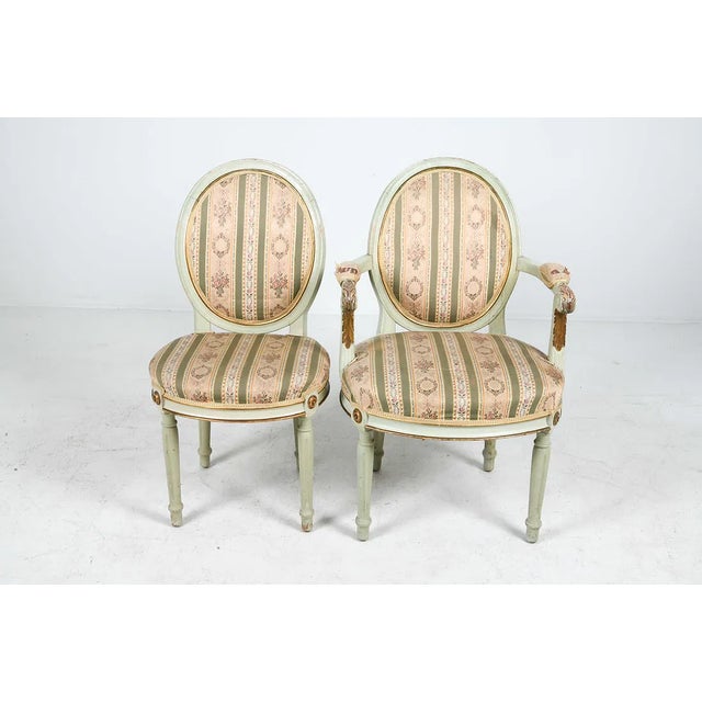 Mid 20th Century Swedish Carved Wood Armchairs With Needlepoint Upholstery, Set of 6 For Sale - Image 12 of 14