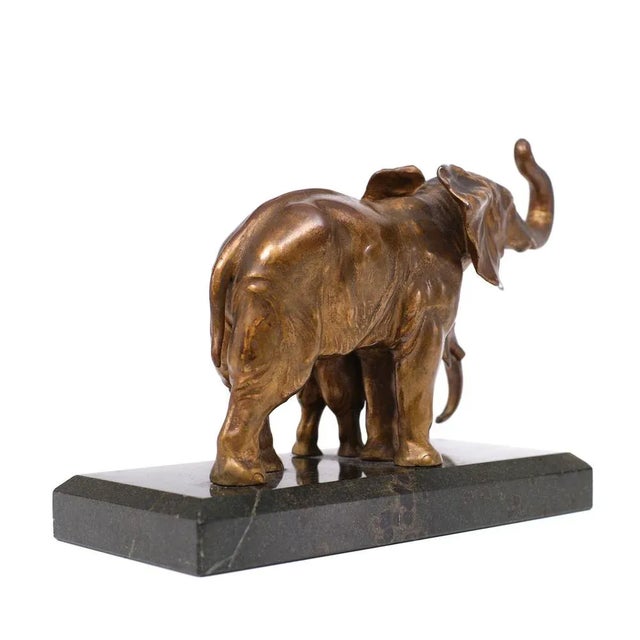 Art Deco Two Elephants on Black Marble Base, France, 1925 For Sale - Image 6 of 12
