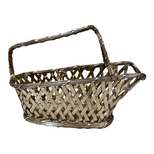 Silver Hand Weaved Wine Bottle Holder For Sale