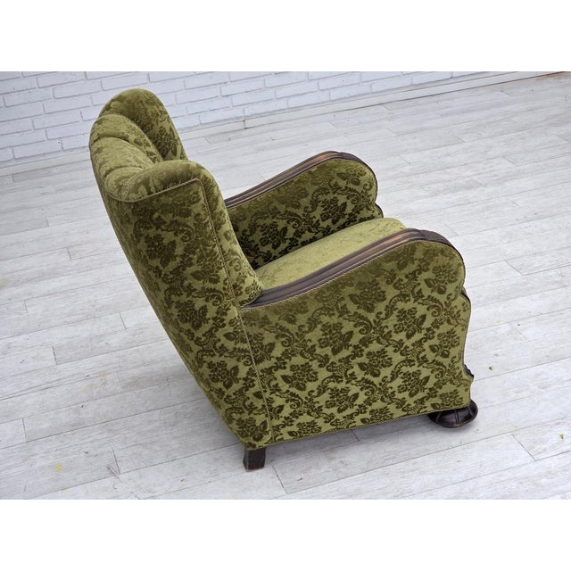 Vintage Danish Relax Chair in Furniture Velour and Oak, 1950s For Sale - Image 13 of 18