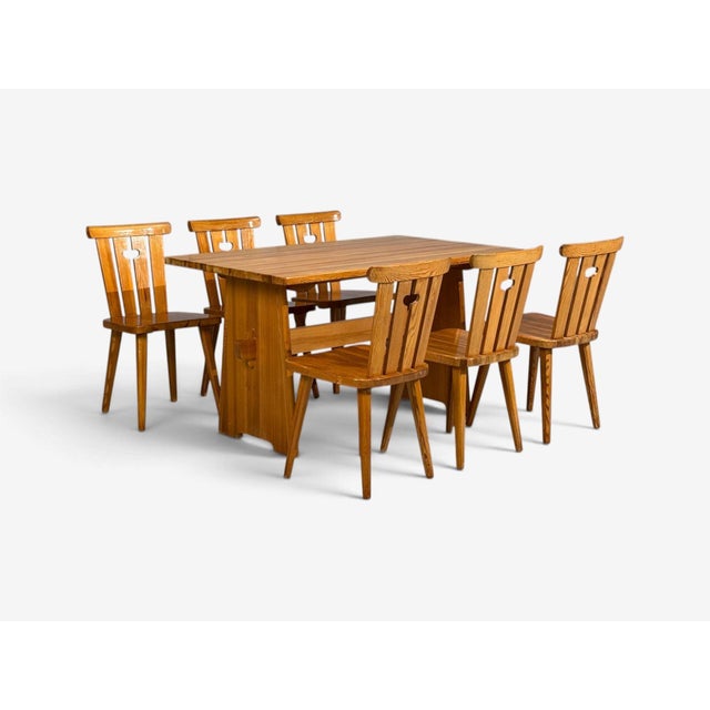 Göran Malmvall, Dining Table and Six Chairs, Pine, Sweden, 1970s For Sale In New York - Image 6 of 13