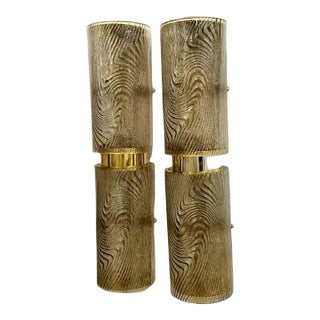 Modern Zebra Patterned Murano Glass Barrel Sconces For Sale