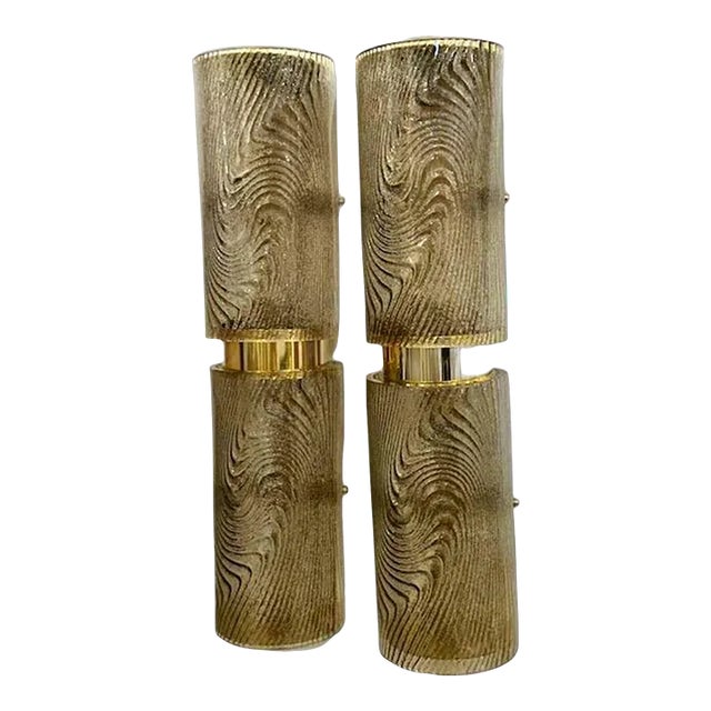 Modern Zebra Patterned Murano Glass Barrel Sconces For Sale