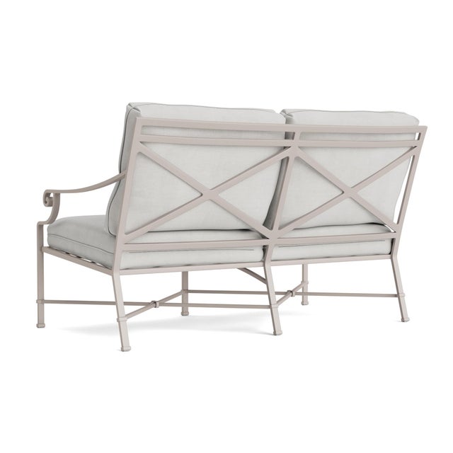 Not Yet Made - Made To Order Brown Jordan Venetian Right Arm Loveseat, Dove frame with Fusion Dove fabric For Sale - Image 5 of 11