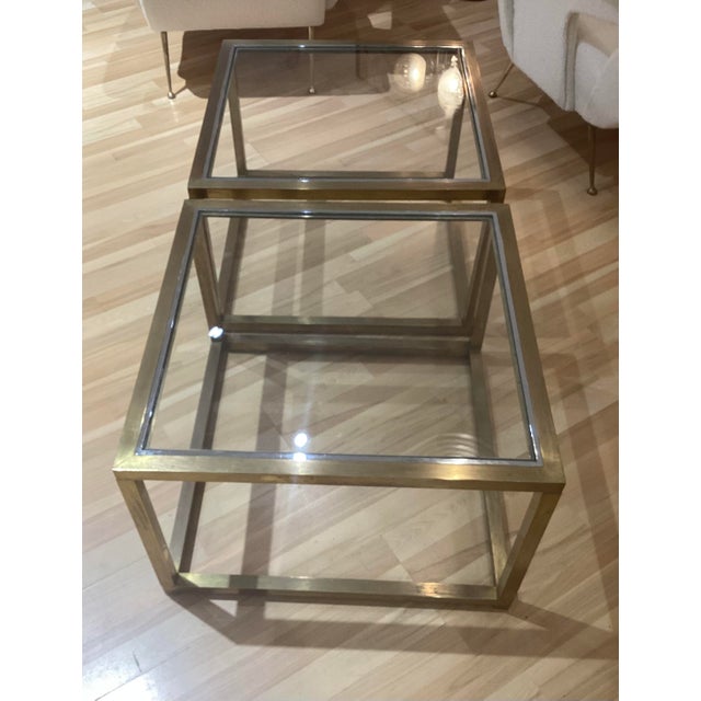 Glass Tables, 1970s, Set of 2, in Good conditions. Designed 1970 to 1979 This piece is designed in the style of the...