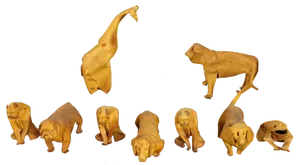 Deru Leather Crafted Animals, Germany, 1960s , Set of 9